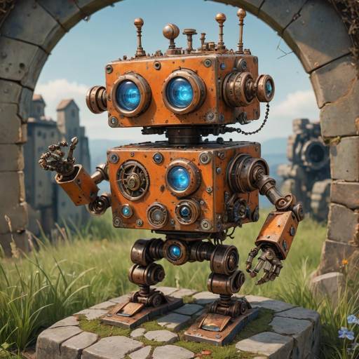 Whimsical Steampunk Robot Adventure