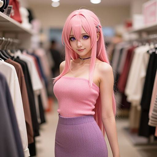 Photorealistic Girl in Clothing Store