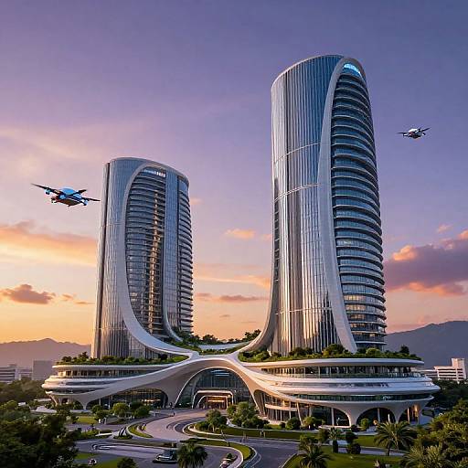 Futuristic University with Organic Skyscrapers