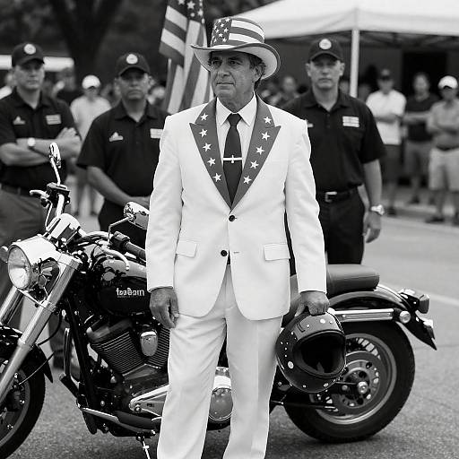 Patriotic Man in White Star Suit