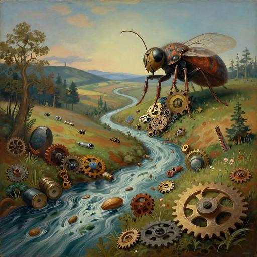 Surreal Insect View of Time Landscape
