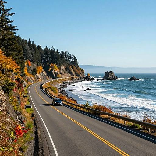 Line Art Pacific Northwest Coastal Highway