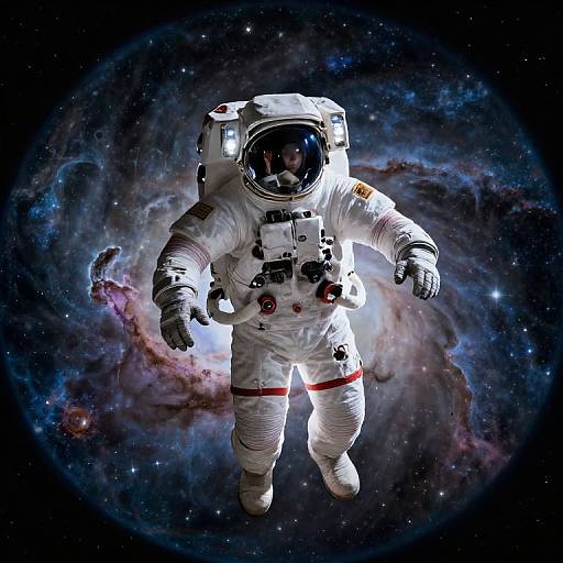 Surreal Astronaut in Cosmic Nebula