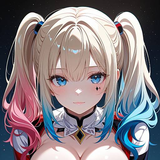 Illustration of Harley quinn, dc comics in the style of Fathom