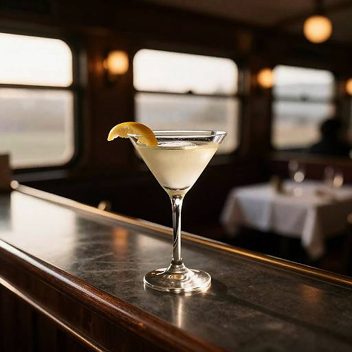 Classic Gin Martini in Vintage Train Dining Car