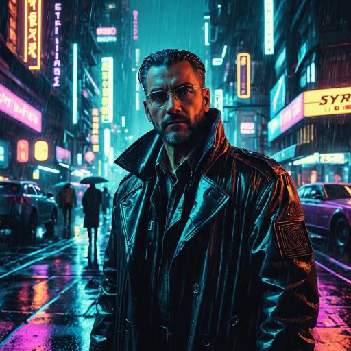 Cyberpunk Detective in Neon Rain