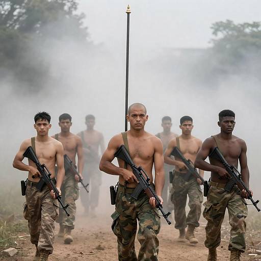 Military March Through Thick Smoke