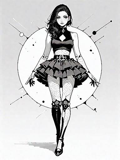 Stylish Woman in Black and White Evening Wear