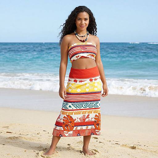 Adult Woman in Vibrant Beach Costume