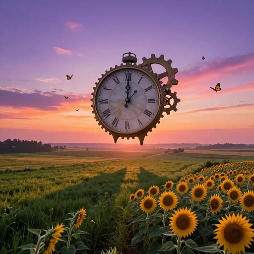 Surreal Dawn Over Countryside Clock