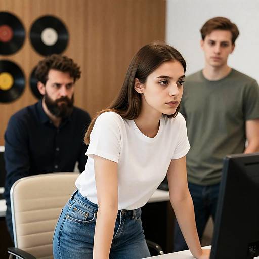 Office Scene with Three Distinct Individuals