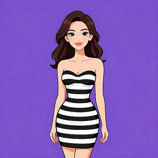 Chic Woman in Striped Bodycon Dress