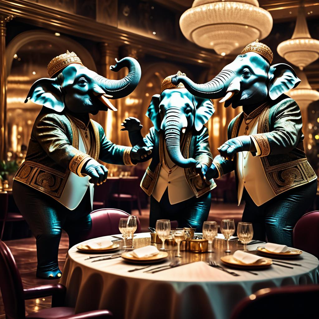 Elephant Dance-Off in Fancy Restaurant