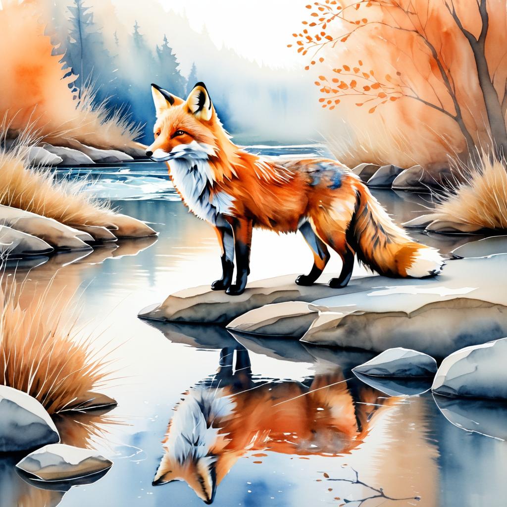 Serene Fox by the Tranquil River