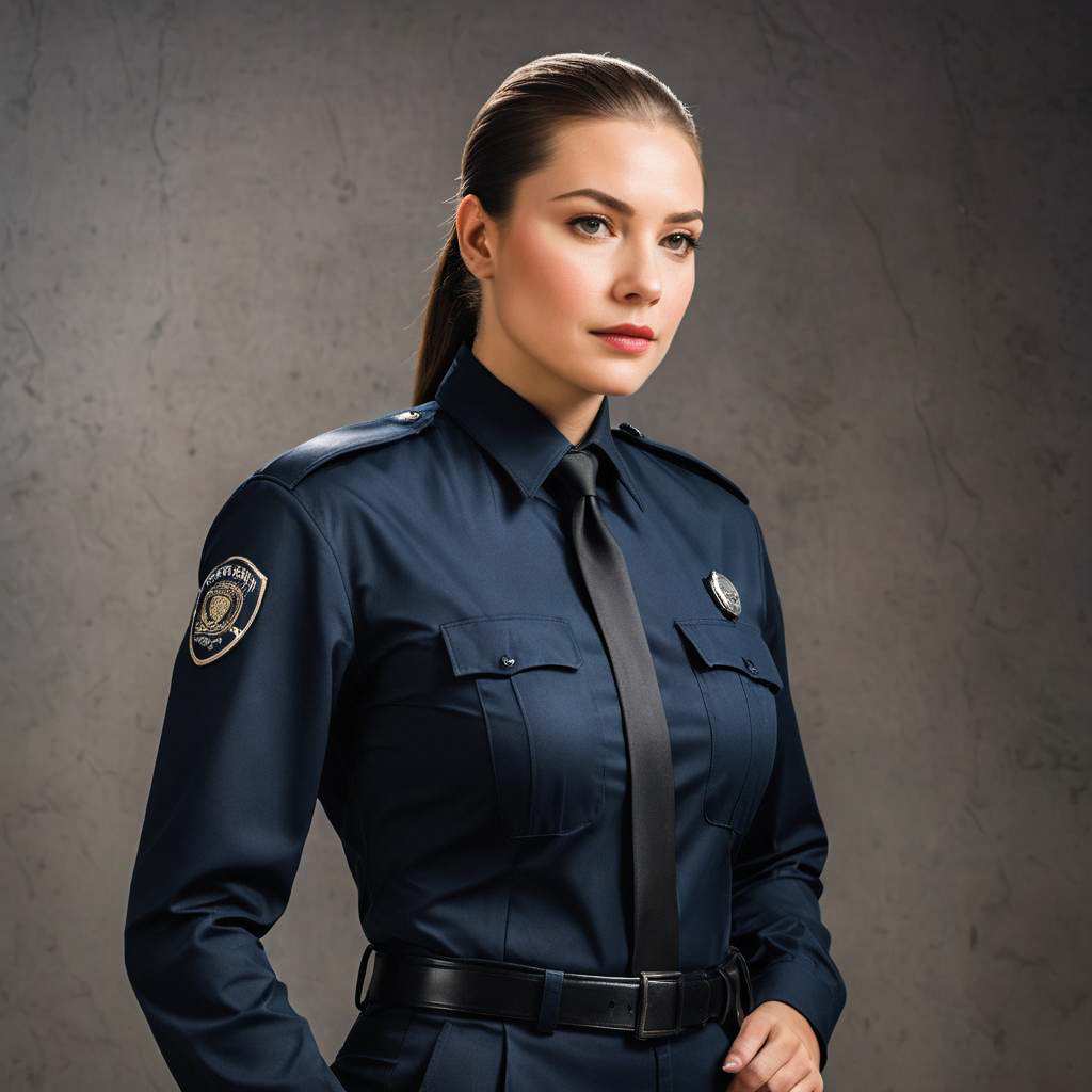 Confident Woman in Sleek Cop Outfit