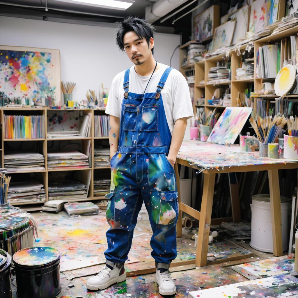 Artist in Cluttered Studio: Manga Inspiration