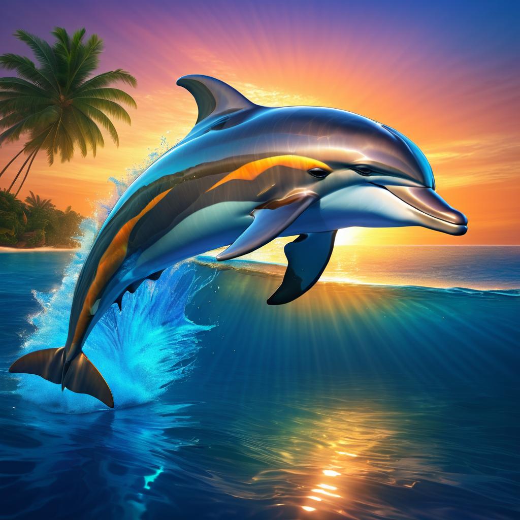 Majestic Dolphin at Sunset in Ocean