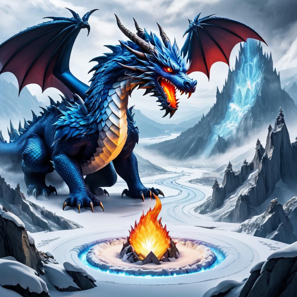 Fierce Ice Dragon in a Frozen Landscape