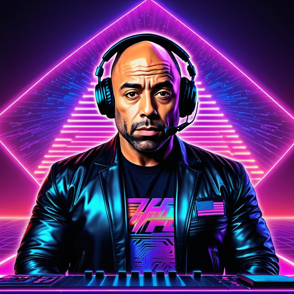 Short Joe Rogan Hosting Podcast in Synthwave