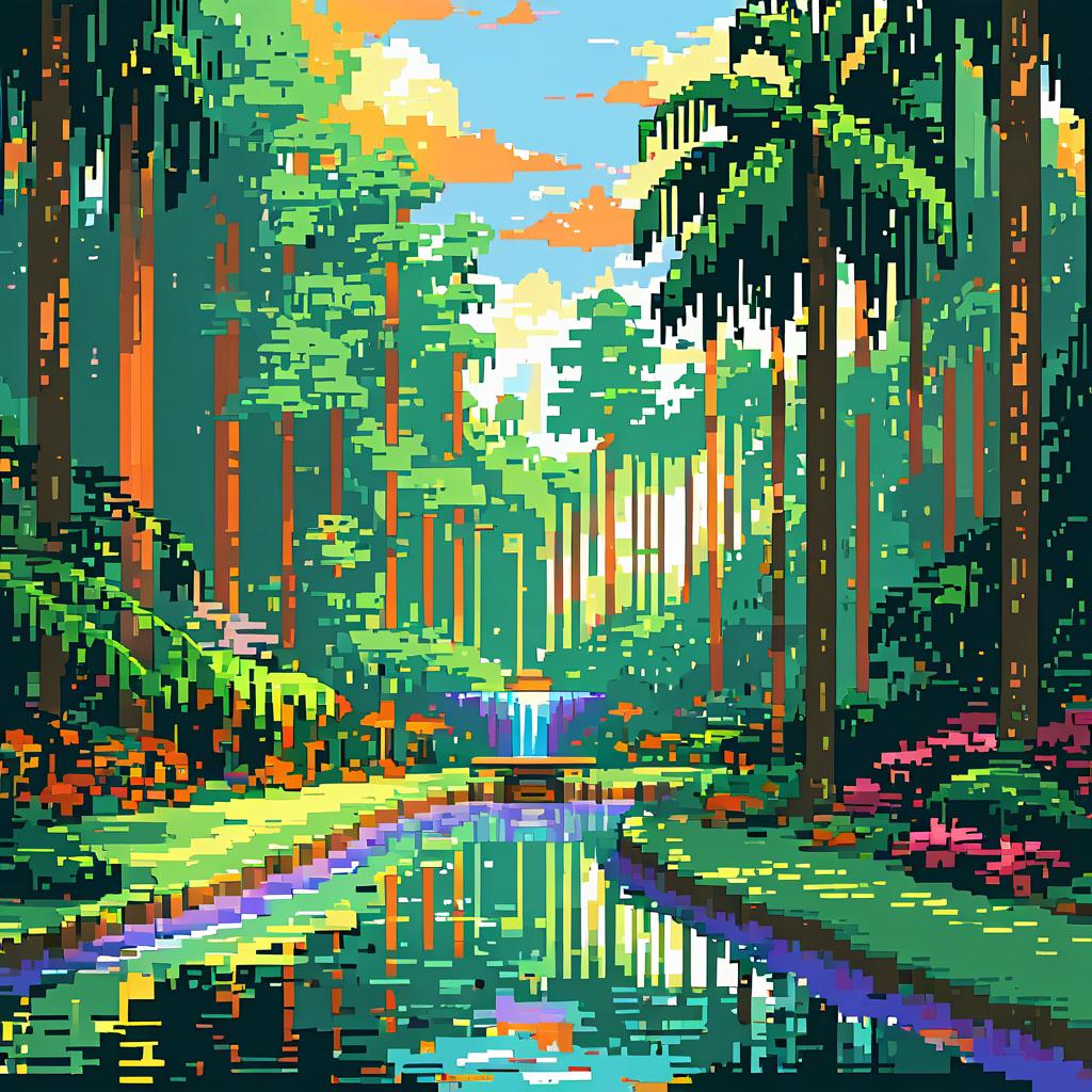 Pixel Art Oasis Haven in Retro Style