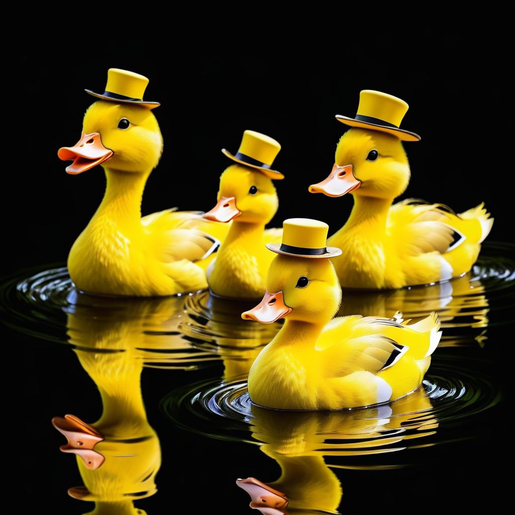 Duck Family in Playful Tiny Hats