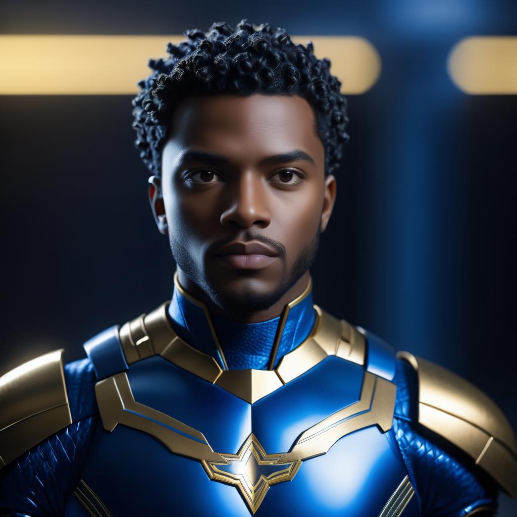 Dynamic Black Male Superhero Portrait