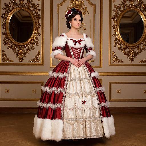 Victorian Elegance in Red and Cream