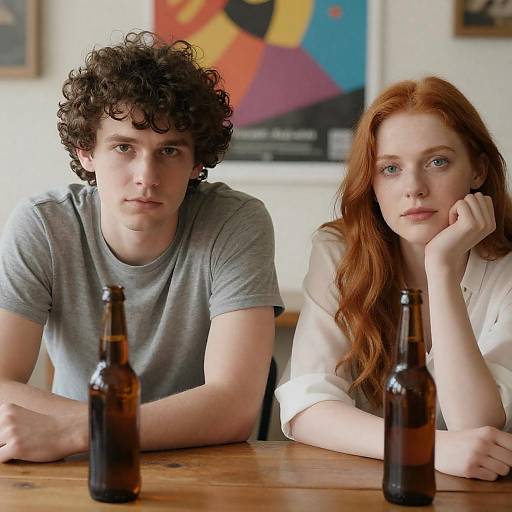Intimate Moment at a Wooden Table