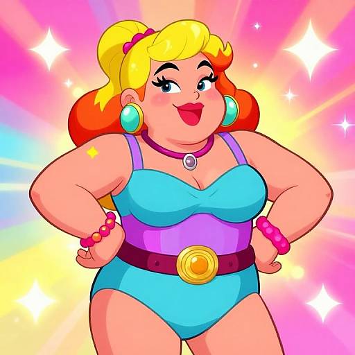 Vibrant BBW Bimbo Cartoon Character