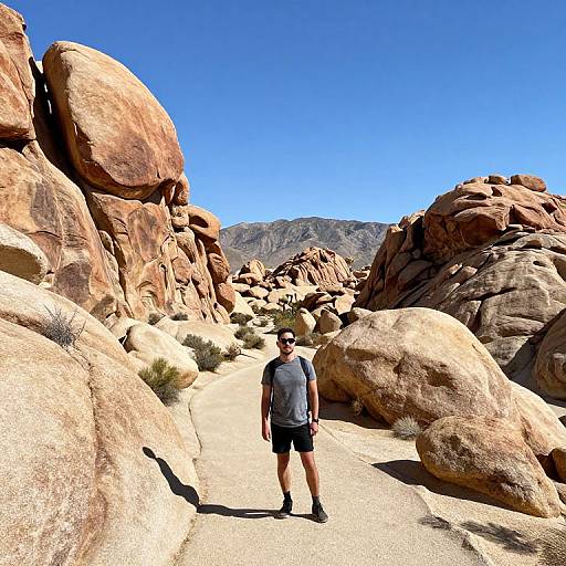 Traveler on Joshua Tree Desert Path