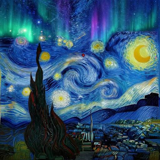 Vibrant digital artwork of Van Gogh's 