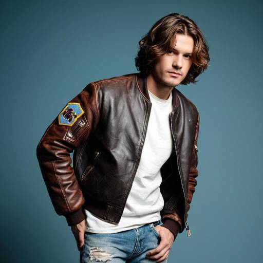 Young Man in Leather Bomber Jacket