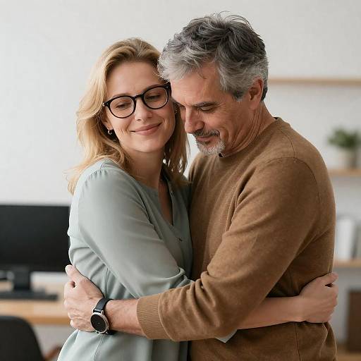 Candid Embrace in an Office Setting