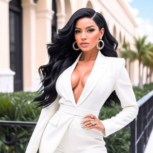 Elegant Woman in Black Suit with Luxury Car