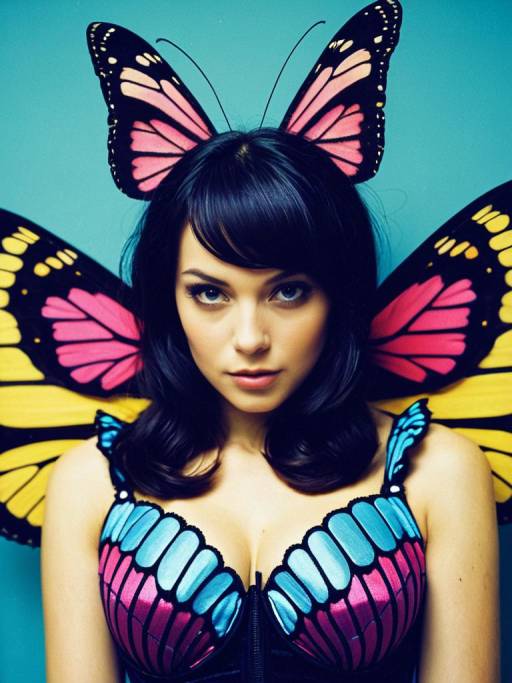Vibrant Editorial: Woman in Butterfly Costume