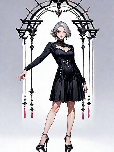 Chic Black Lace Evening Outfit Portrait