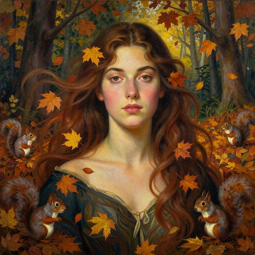 Surreal Autumn Portrait with Squirrels