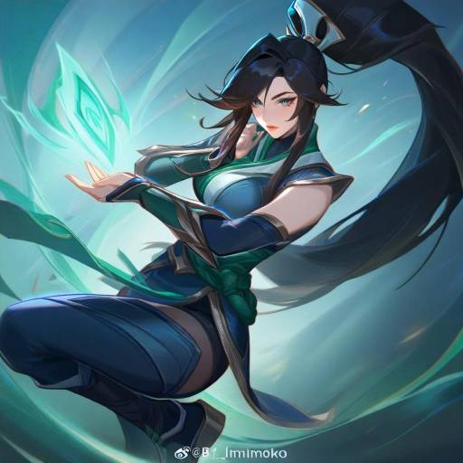 Illustration of Akali (legacy), league of legends in the style of Imoko (imonatsuki)