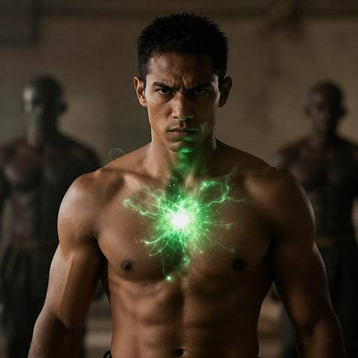 Muscular Man with Glowing Energy Burst