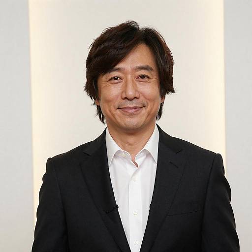 Slightly Smiling Man in Black Suit