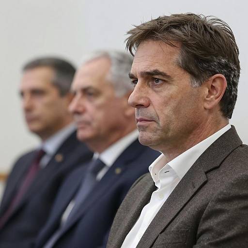 Serious Middle-Aged Man in Brown Suit