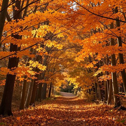 Golden Autumn Maple Forest Path