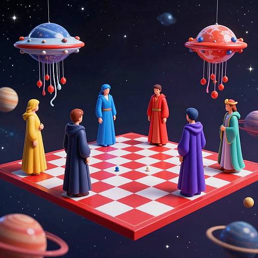 Celestial Chess Game in Cosmic Space