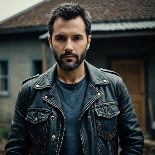 Rugged Man in Vintage Leather Jacket