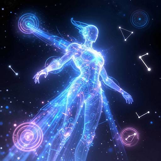 Cybernetic AI Harnessing Galactic Magic