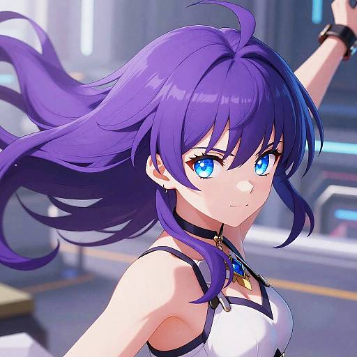 Vibrant Anime Character in Futuristic City