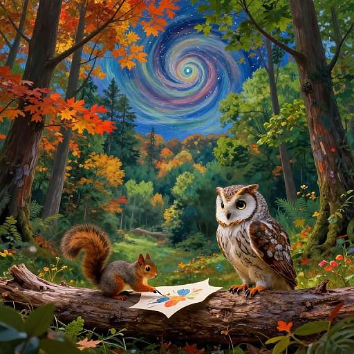 Enchanted Forest with Whimsical Wildlife