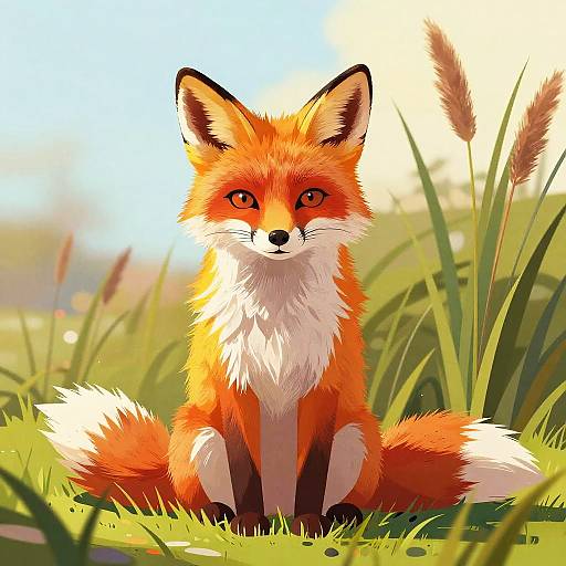 Vibrant Stylized Fox in Dreamy Setting