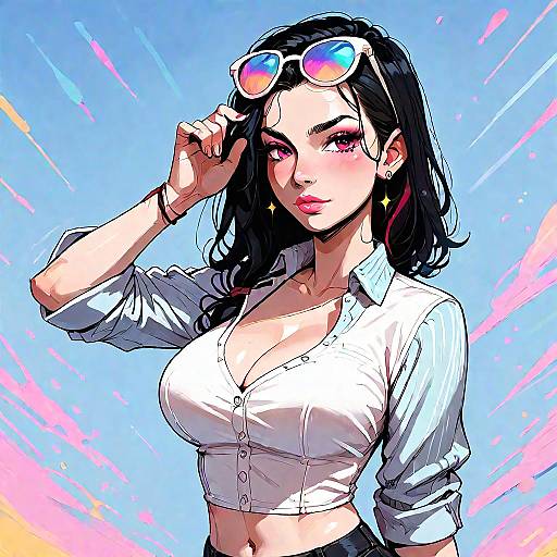 Stylish Anime Girl in Crop Top