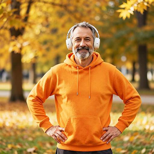 Confident Man in Autumn Park
